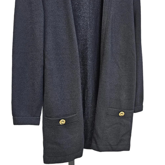 St. John Womens Santana Knit  Open Front Pocket Cardigan Black Size 12 - Picture 3 of 10